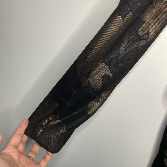 Bagatelle Floral Blazer Womens Size L Black Gold Metallic Flower Pattern Jacket - Picture 7 of 9